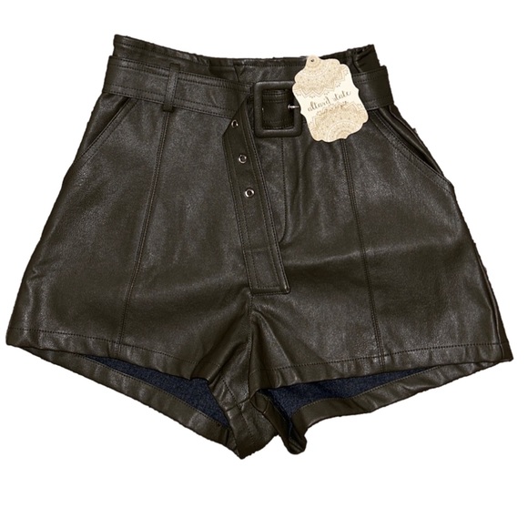 Altar’d State Olive Faux Leather High Rise Shorts — NWT - Picture 2 of 5